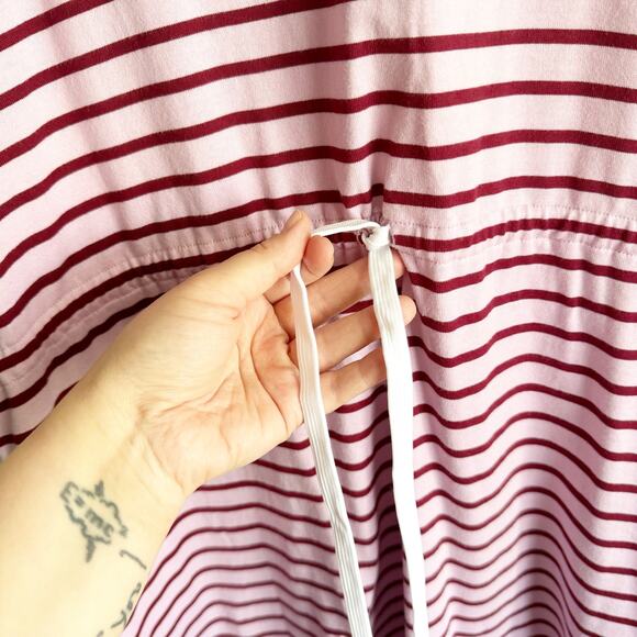 Draper James T-Shirt Dress Tie Waist Dark Pink Mariner Stripe Size XXL Preppy - Picture 4 of 15